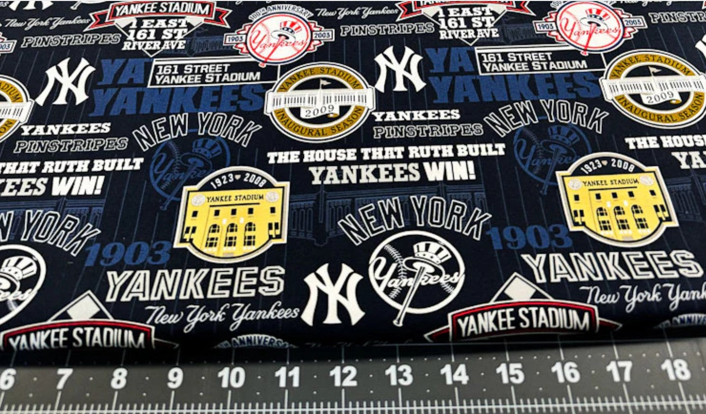 MLB NY Yankees Blue Fabric Traditions 100% Cotton Price Per Yard