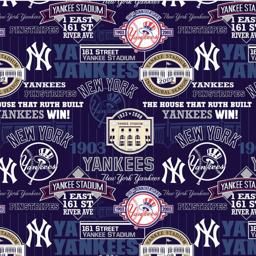 MLB NY Yankees Blue Fabric Traditions 100% Cotton Price Per Yard