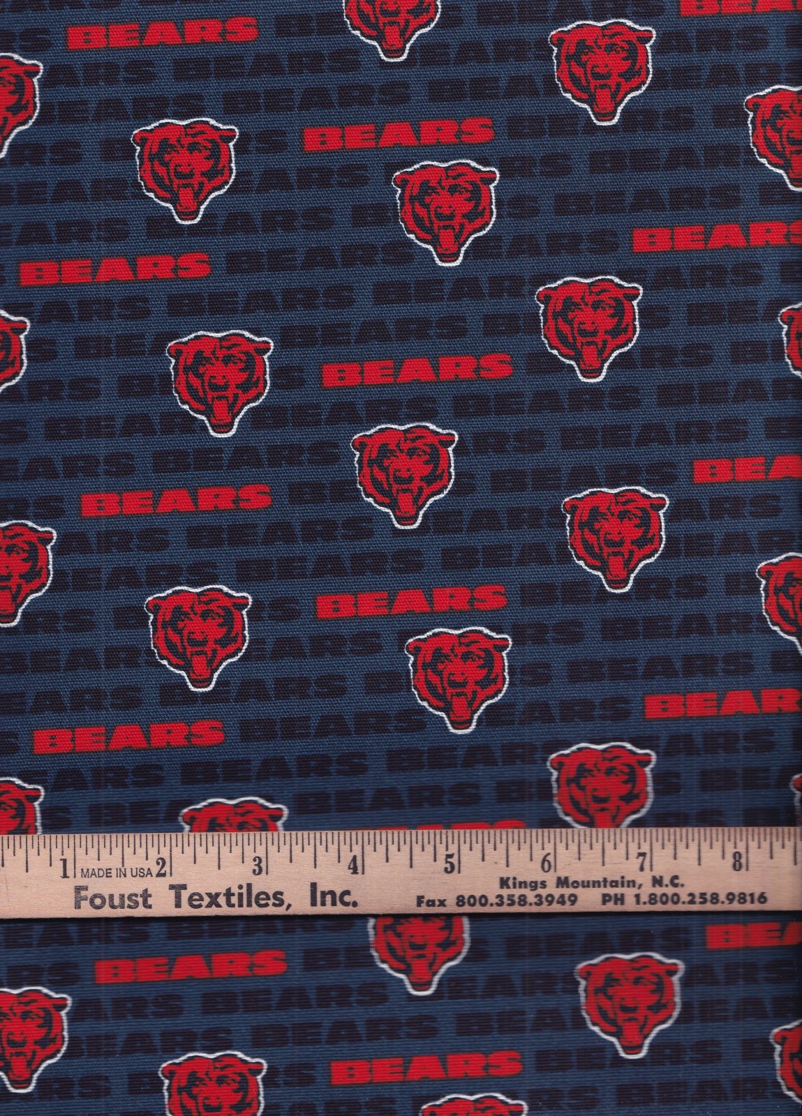 NFL Chicago Bears Canvas Duck Fabric 100% Cotton By the Yard Navy 48 Inch