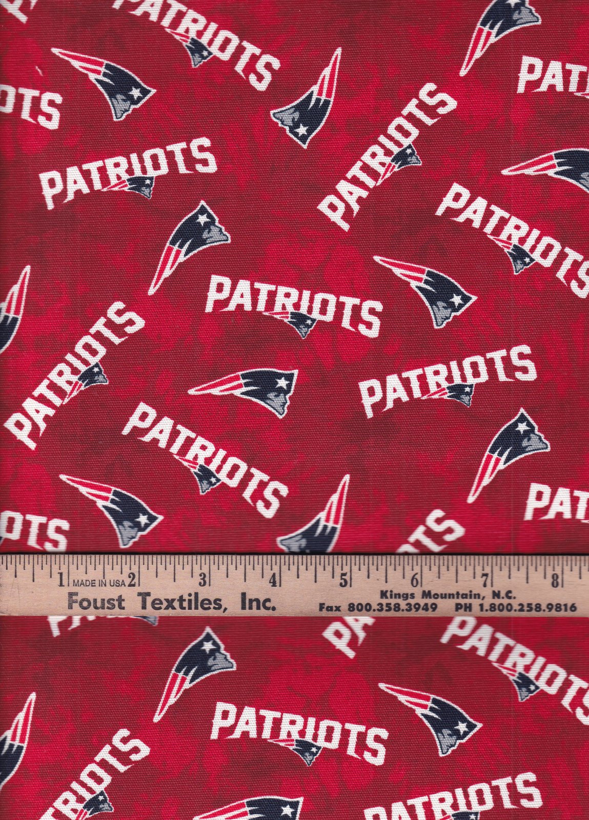 NFL New England Patriots Canvas Duck Fabric 100% Cotton By the Yard 48 Inch