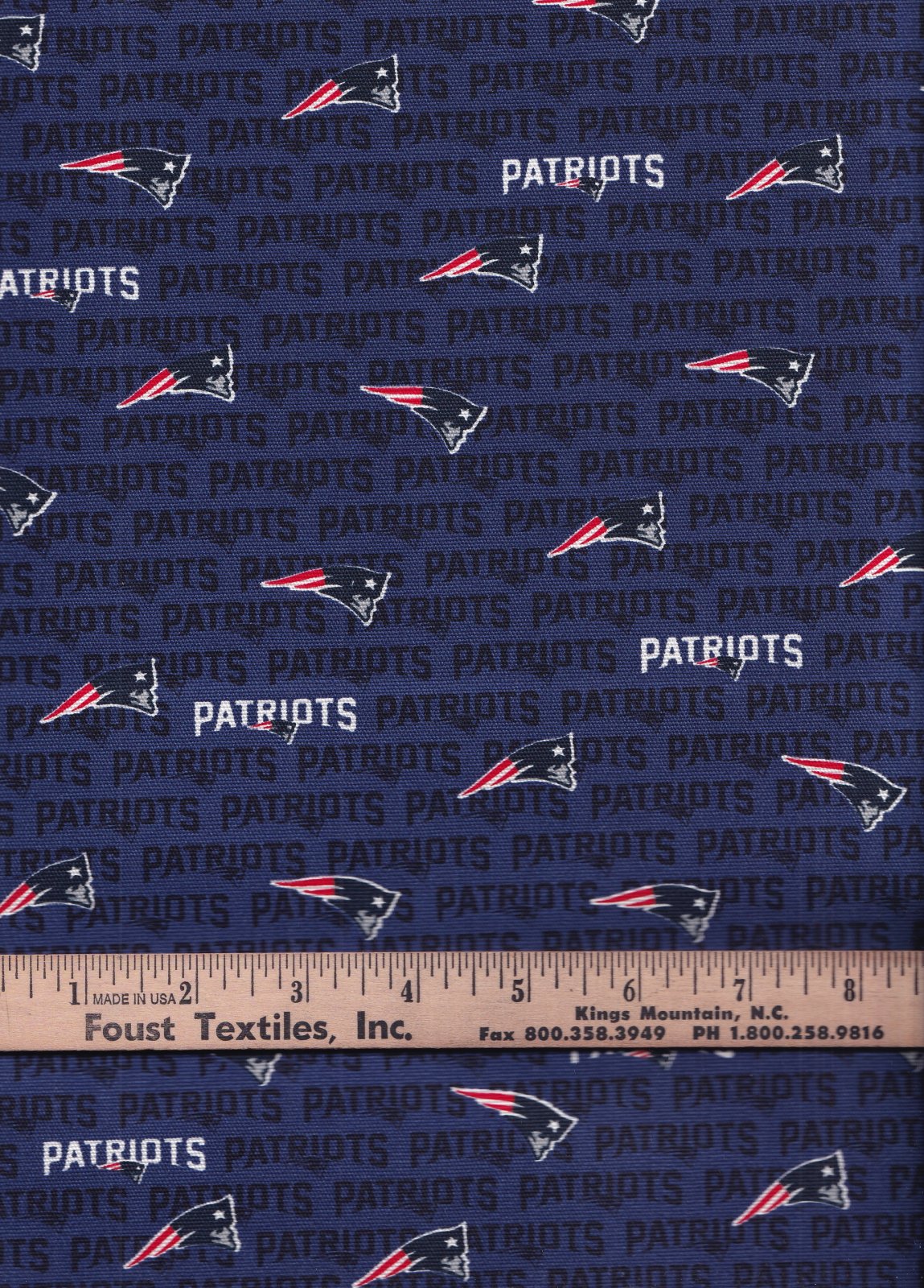 NFL New England Patriots Canvas Duck Fabric 100% Cotton By the Yard 48 Inch