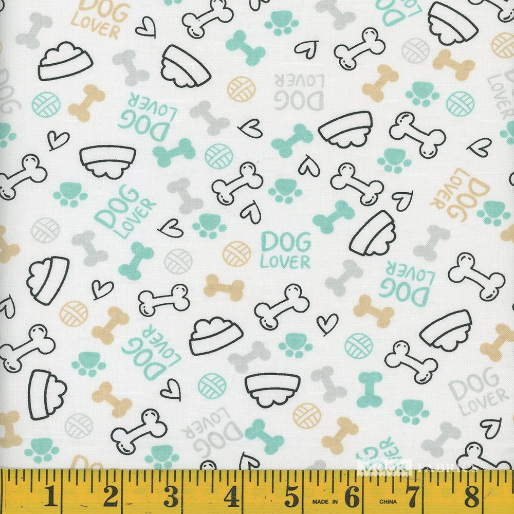 Price per Yard Spotty Collection Dog Dishes and Bones 100% Cotton Fabric