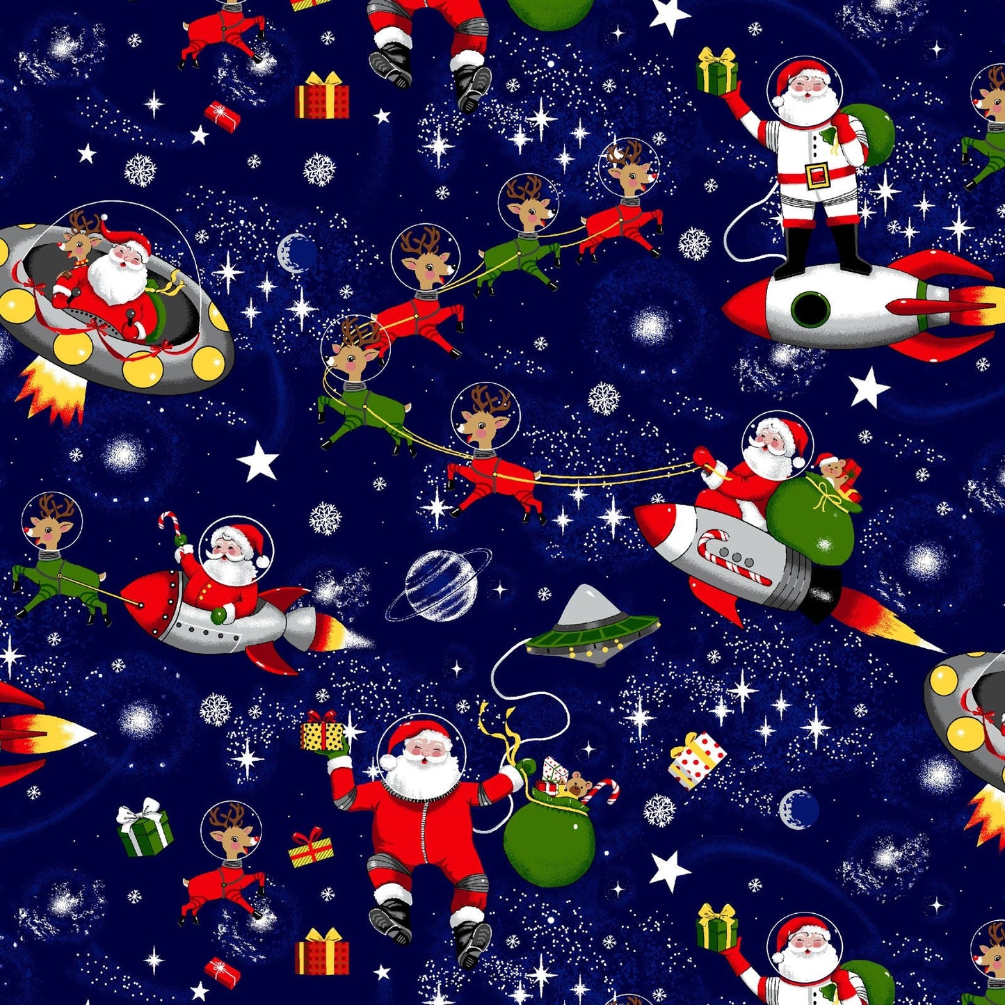 Santa's World Christmas By the Yard Fabric Traditions 100% Cotton