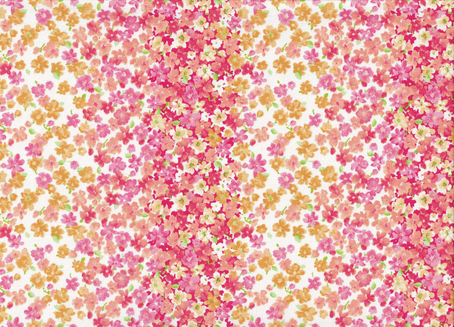 Fabric Traditions Easter Floral Stripes Coral Orange Spring 100% Cotton By the yard