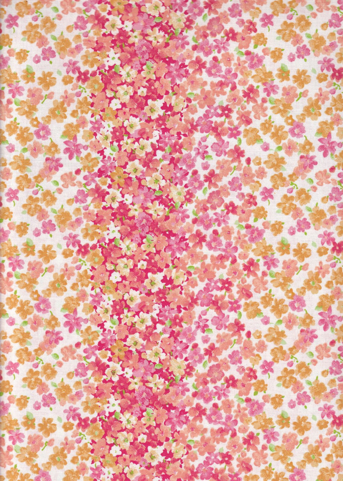 Fabric Traditions Easter Floral Stripes Coral Orange Spring 100% Cotton By the yard