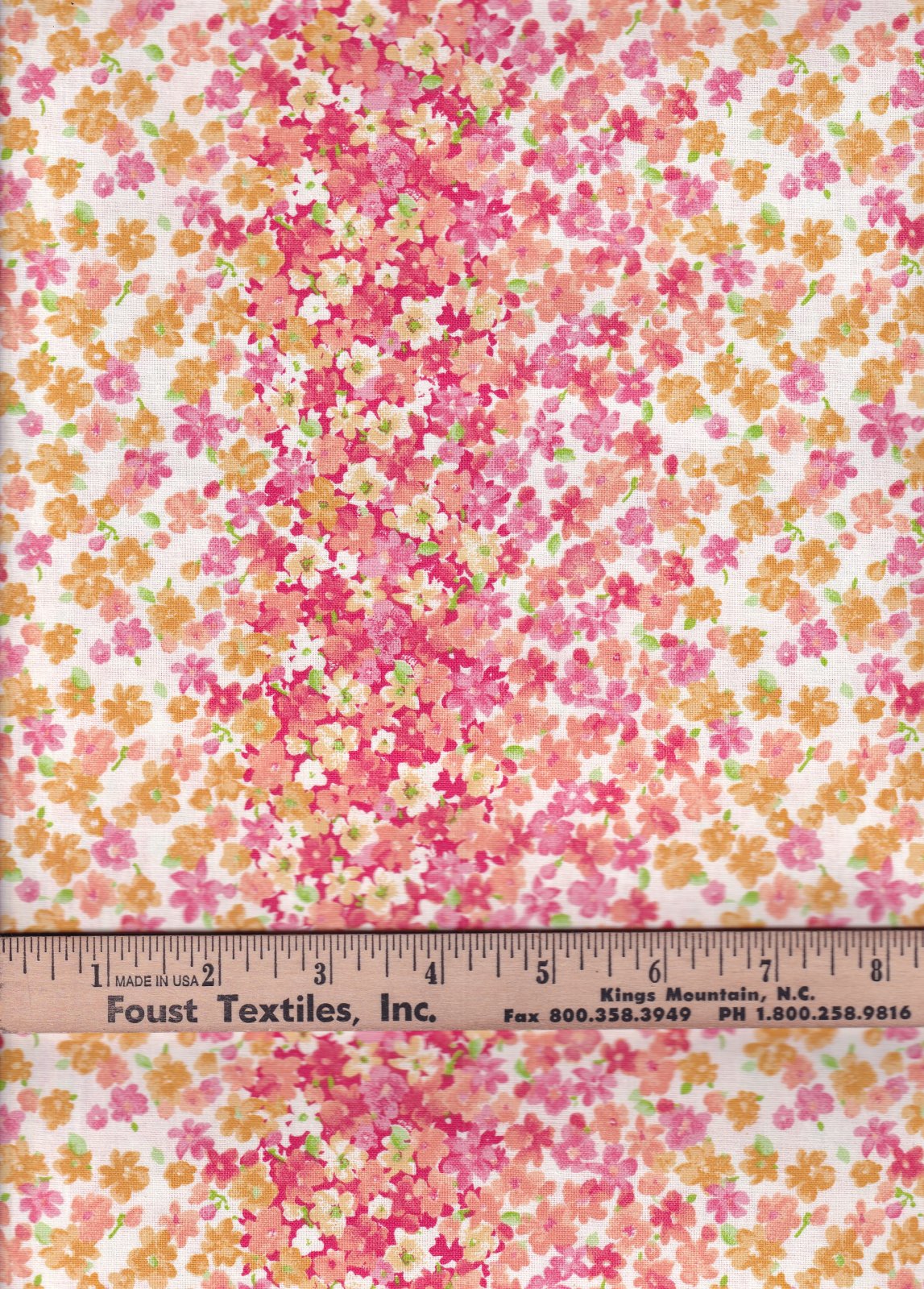 Fabric Traditions Easter Floral Stripes Coral Orange Spring 100% Cotton By the yard