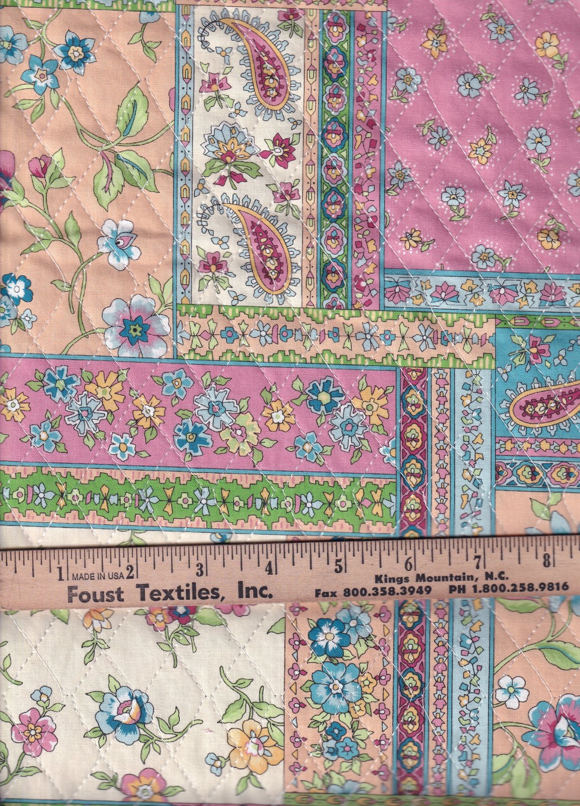 Double Faced Pre-Quilted Floral Tile Fabric Traditions Price per Yard Floral