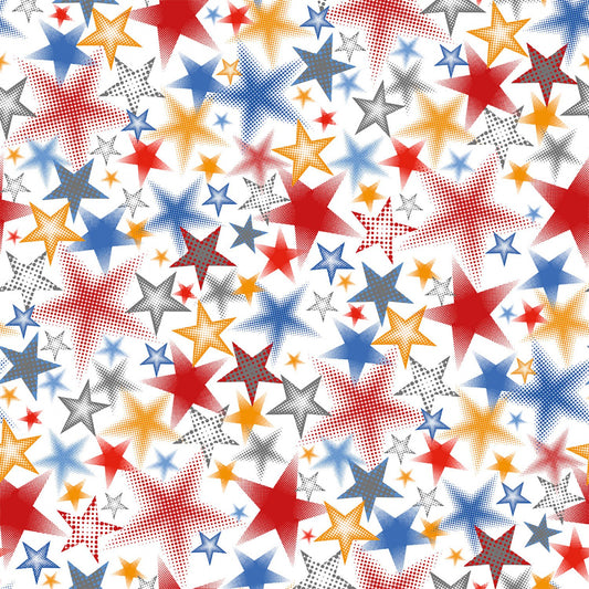 3 Wishes Bunch O' Stars on White Patriotic