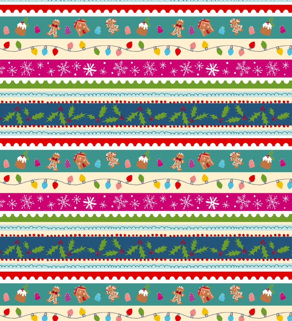 3 Wishes Fabric Christmas Hollidazzle Border Stripe Price per Yard