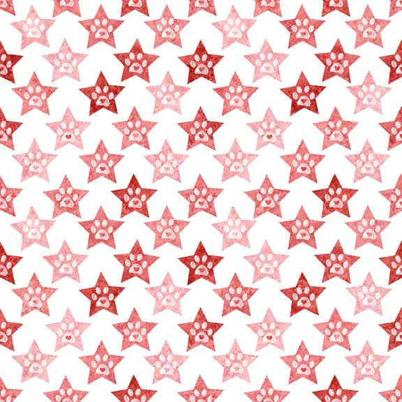 Quilting Treasures Top Dog Paws on Brick Red
