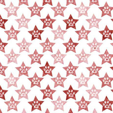 Quilting Treasures Top Dog Paws on Brick Red