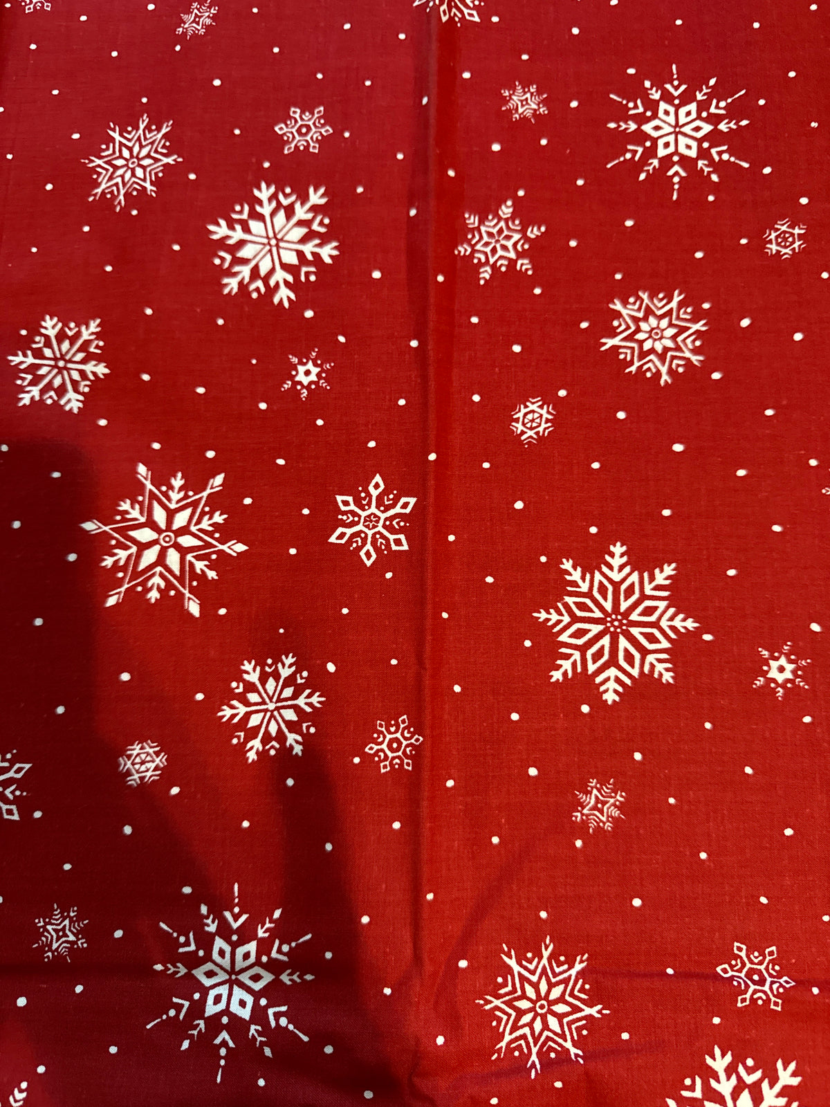 Christmas Vintage Snowflakes and Dots on Red 00% Lightweight Cotton Price prer Yard