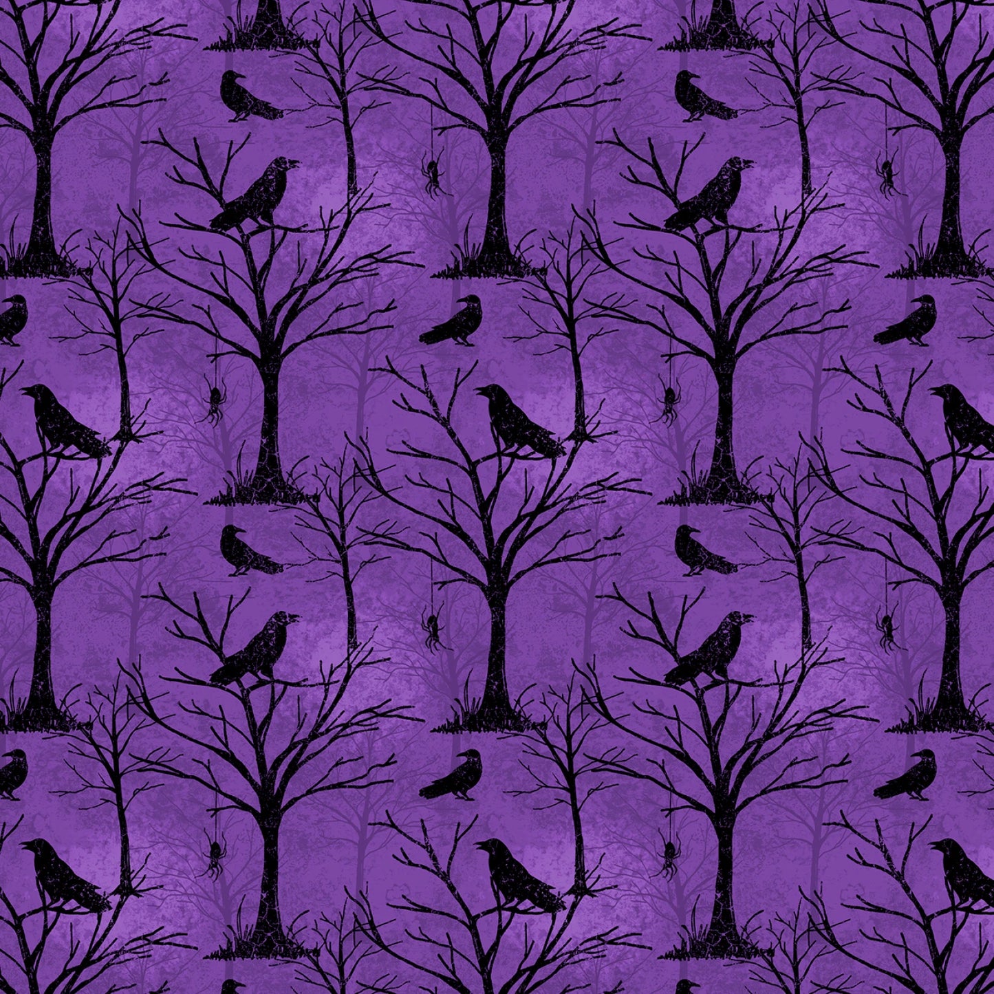 Halloween Crows on Dead Trees on Purple