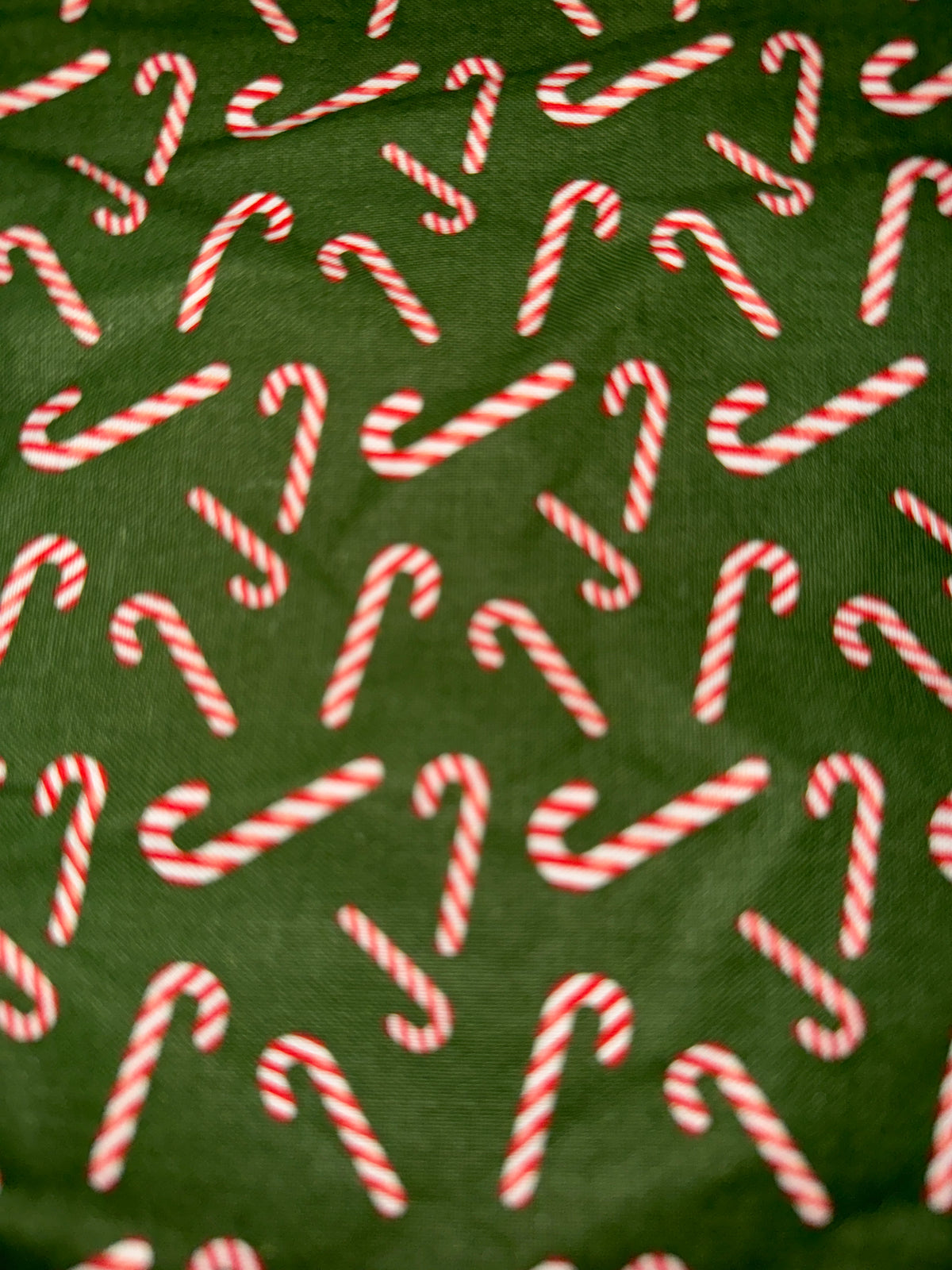 Christmas Candy Canes on Green 100% Cotton Fabric