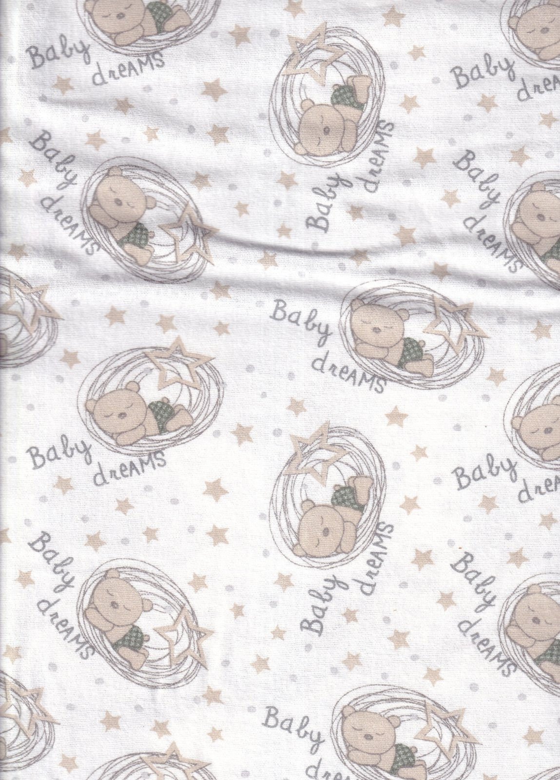 Springs Creative Flannel Bears Baby Dreams on White
