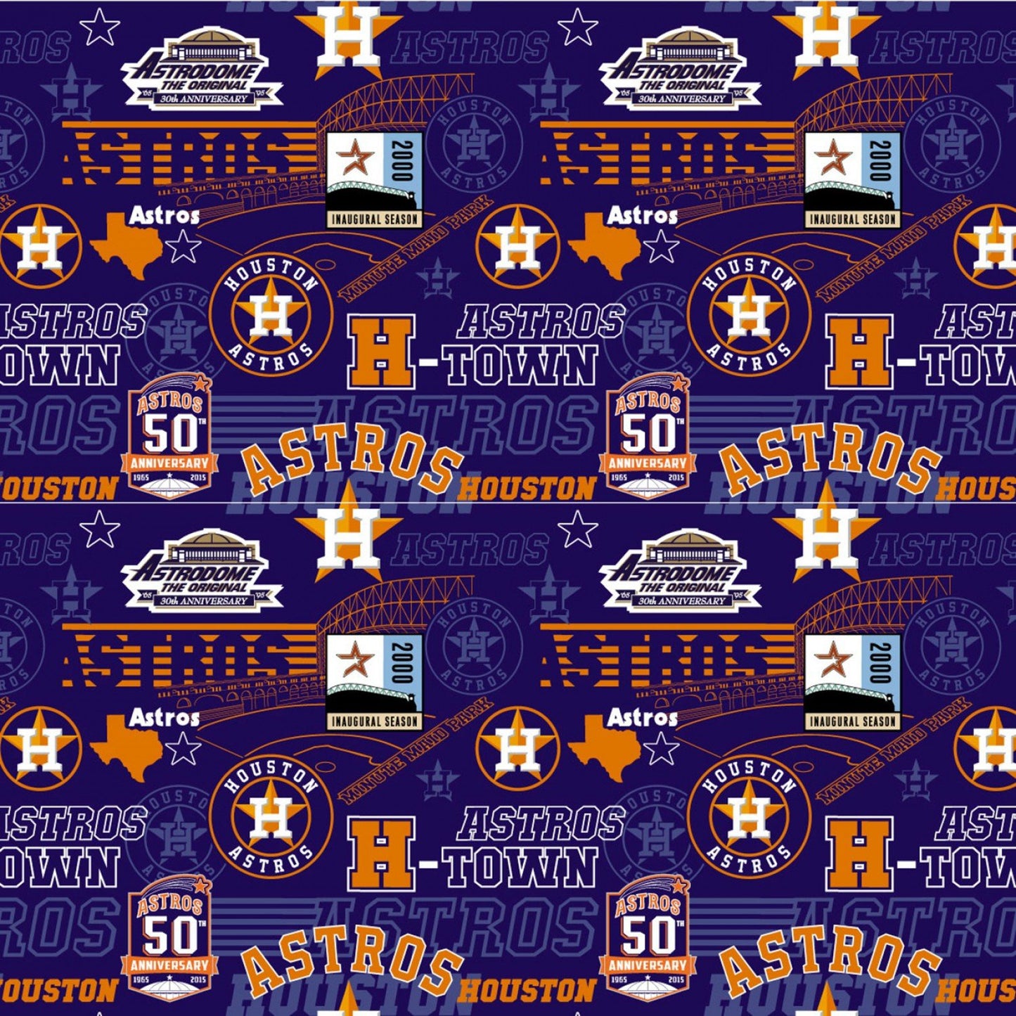 44 x 36 Licensed MLB Houston Astros Fabric Traditions 100% Cotton