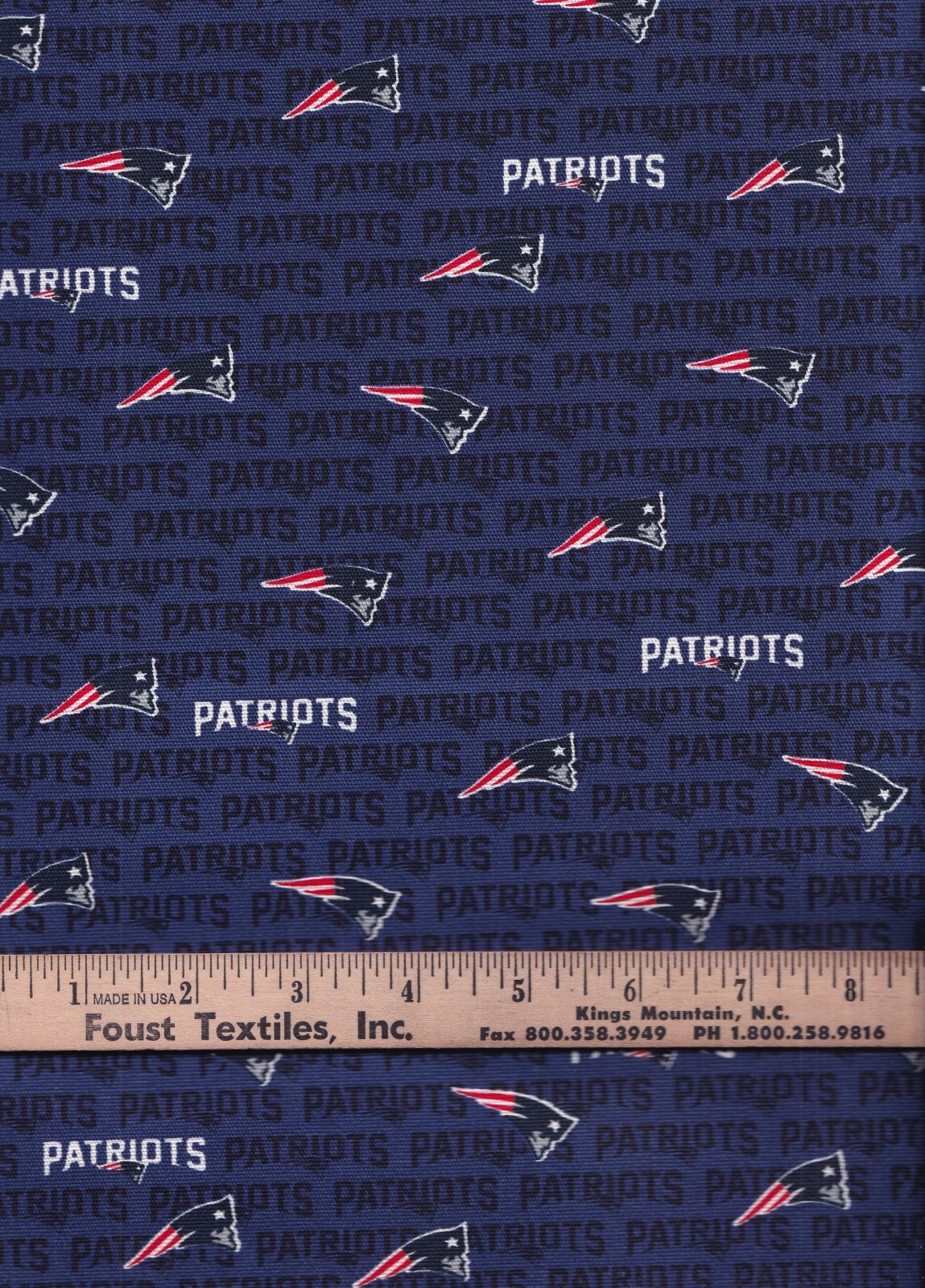 NFL New England Patriots Canvas Duck Fabric 100% Cotton By the Yard 48 Inch
