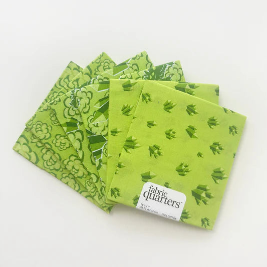 Paintbrush Studio 6 Fat Quarters - 3 Prints x 2 of Each Green Floral Geode 100% Cotton Fabri-Quilt