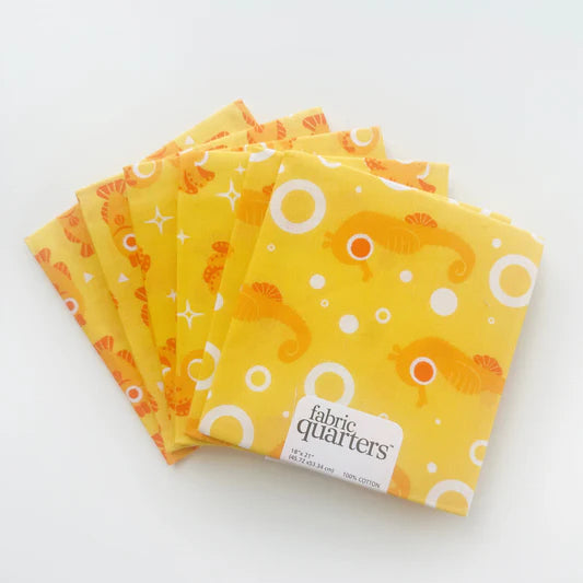 Paintbrush Studio 6 Fat Quarters - 3 Prints x 2 of Each Yellow Fish 100% Cotton Fabri-Quilt