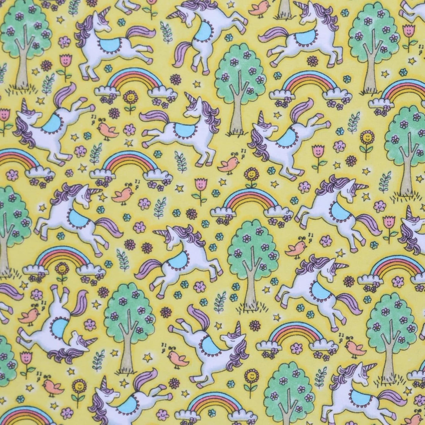Mook Fabrics Flannel Unicorn Yellow Baby 100% Cotton Price per Yard