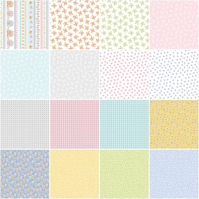 Precut Benartex 40 2.5" Strips Happy Heart Spring Baby 100% Cotton Jelly Roll
