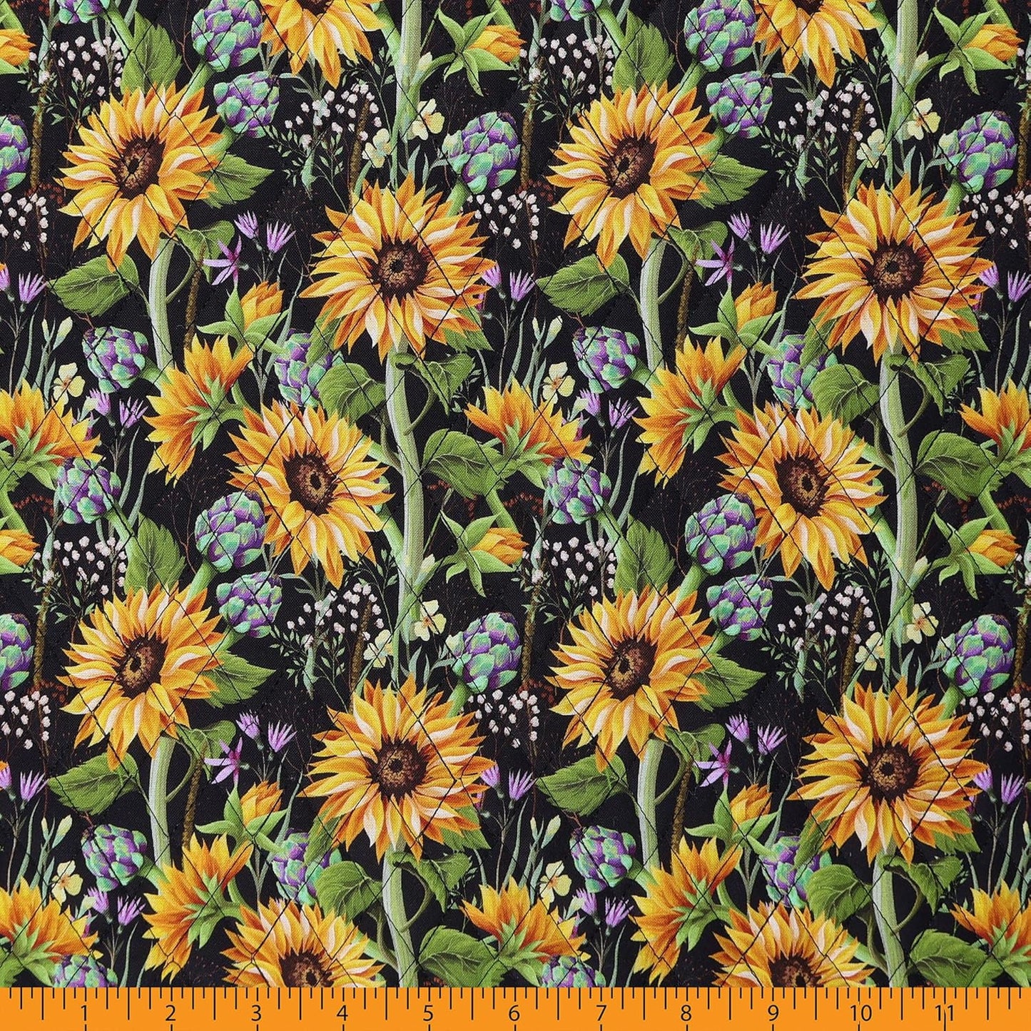 Mook Fabrics Double Faced Prequilted Sunflower Bees Honeycomb By the Yard Novelty