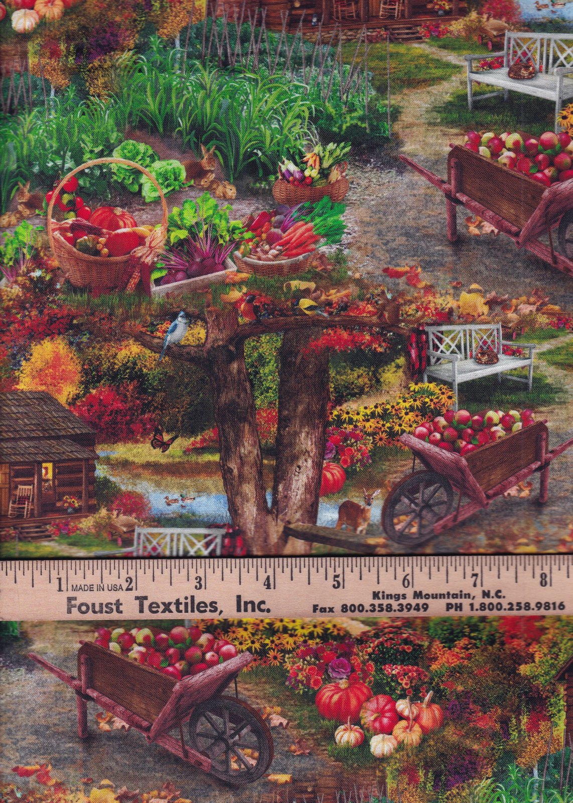 Thanksgiving at the Cabin Apple Carts Pumpkins 100% Cotton Price per Yard