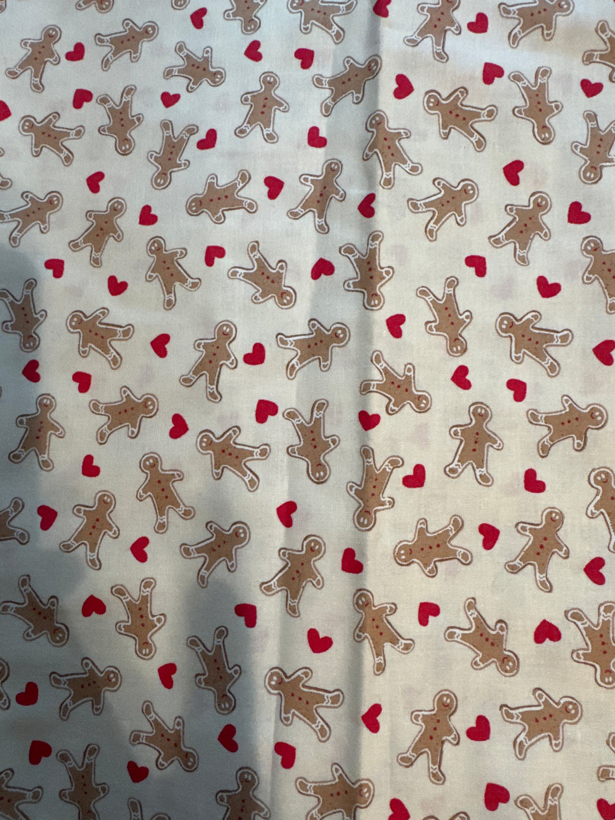 Christmas Vintage Mini Gingerbread and Hearts on Cream 100% Lightweight Cotton Price per Yard