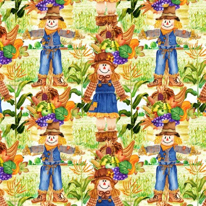 David Textiles Scarecrow Season Harvest Prints Fall Thanksgiving