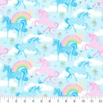 Fabric Traditions Unicorns Rainbows Purple Green Novelty By the Yard