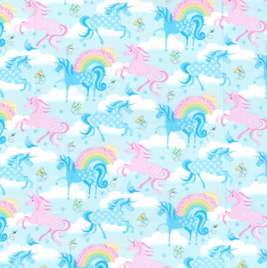 Fabric Traditions Unicorns Rainbows Purple Green Novelty By the Yard