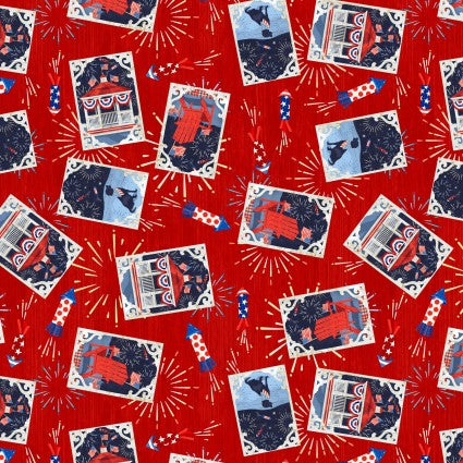 Henry Glass Patriotic Picnic Fireworks 100% Cotton Price per Yard