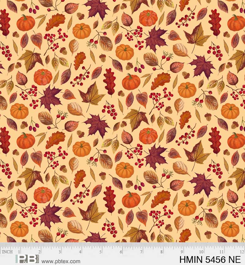 P&B Textiles Harvest Minis Leaf and Pumpkins Neutral Thanksgiving