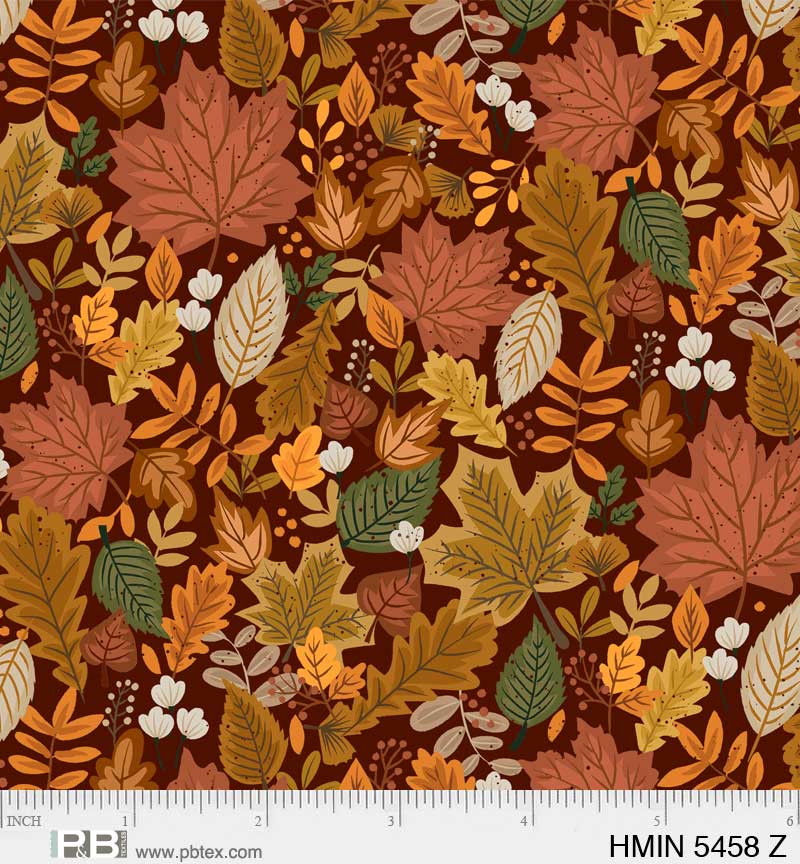 P&B Textiles Harvest Minis Packed Leaves Brown Thanksgiving