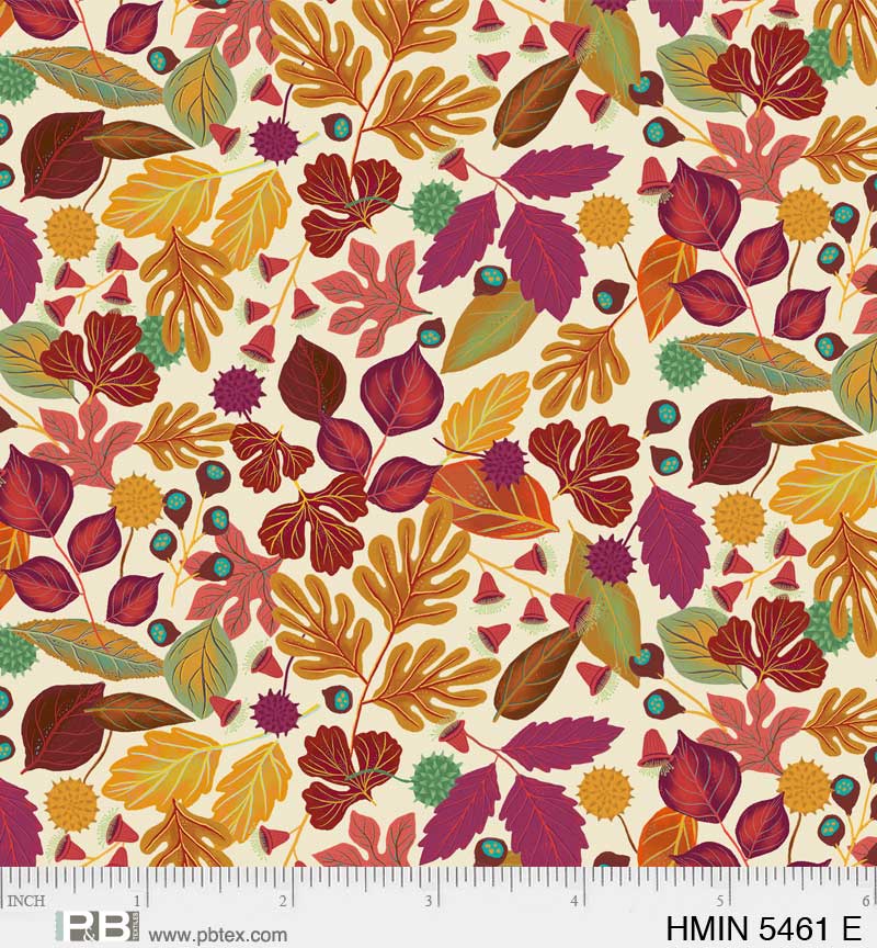 P&B Textiles Harvest Minis Vibrant Leaves Cream Thanksgiving