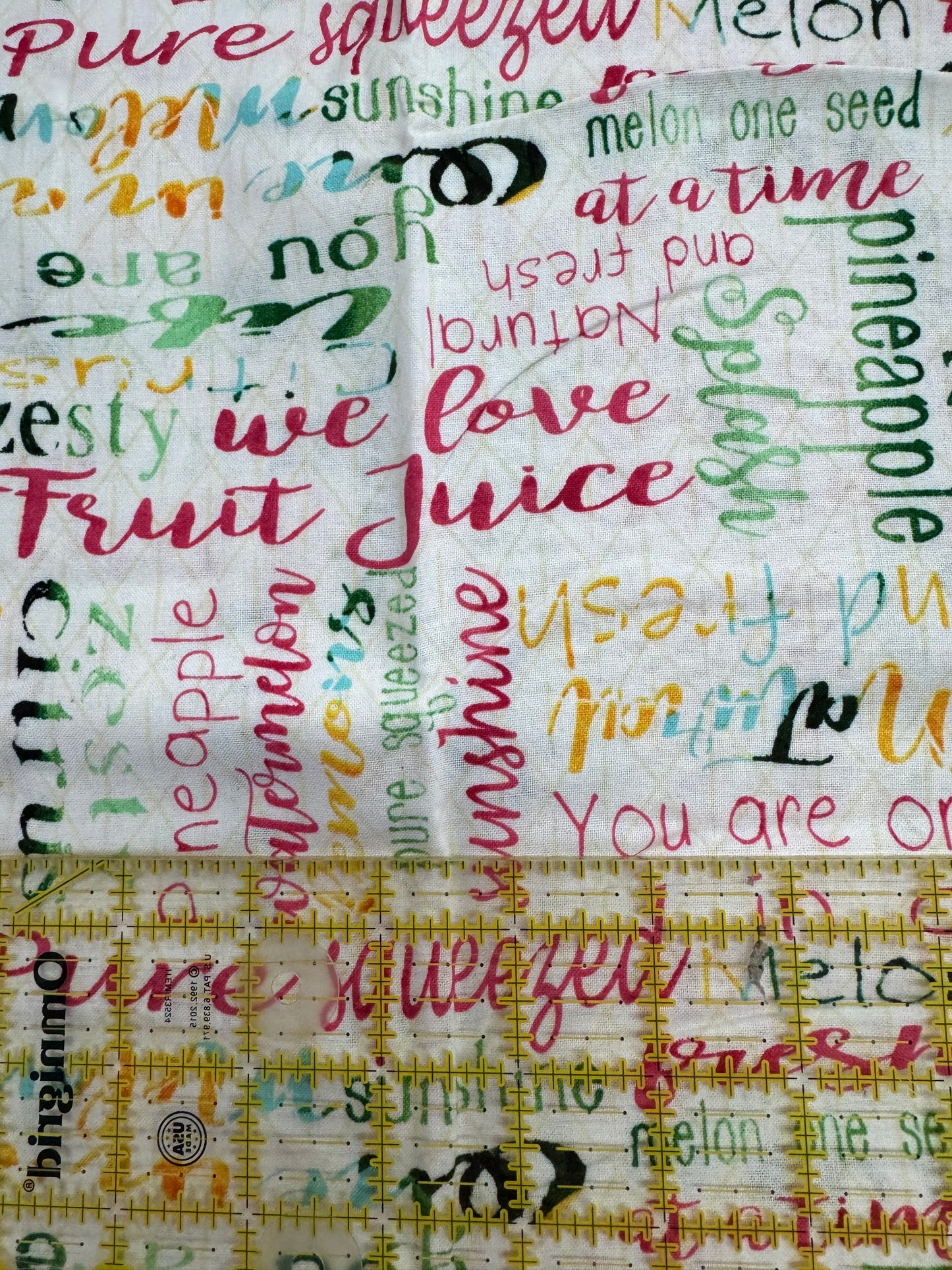 3 Wishes 1 Yard Precut Citrus Words 100% Cotton Blender