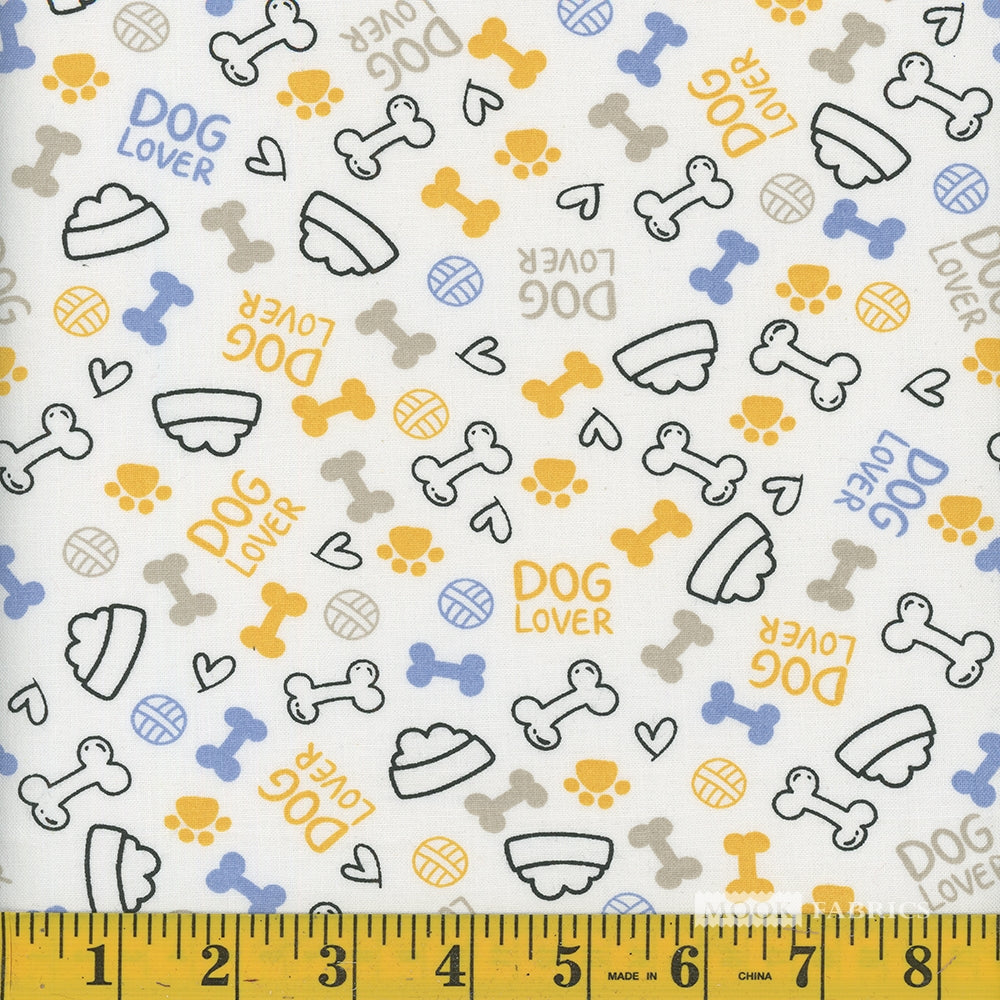 Price per Yard Spotty Collection Dog Dishes and Bones 100% Cotton Fabric