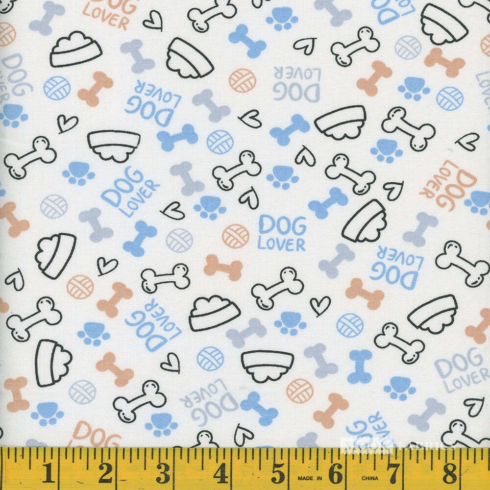 Price per Yard Spotty Collection Dog Dishes and Bones 100% Cotton Fabric