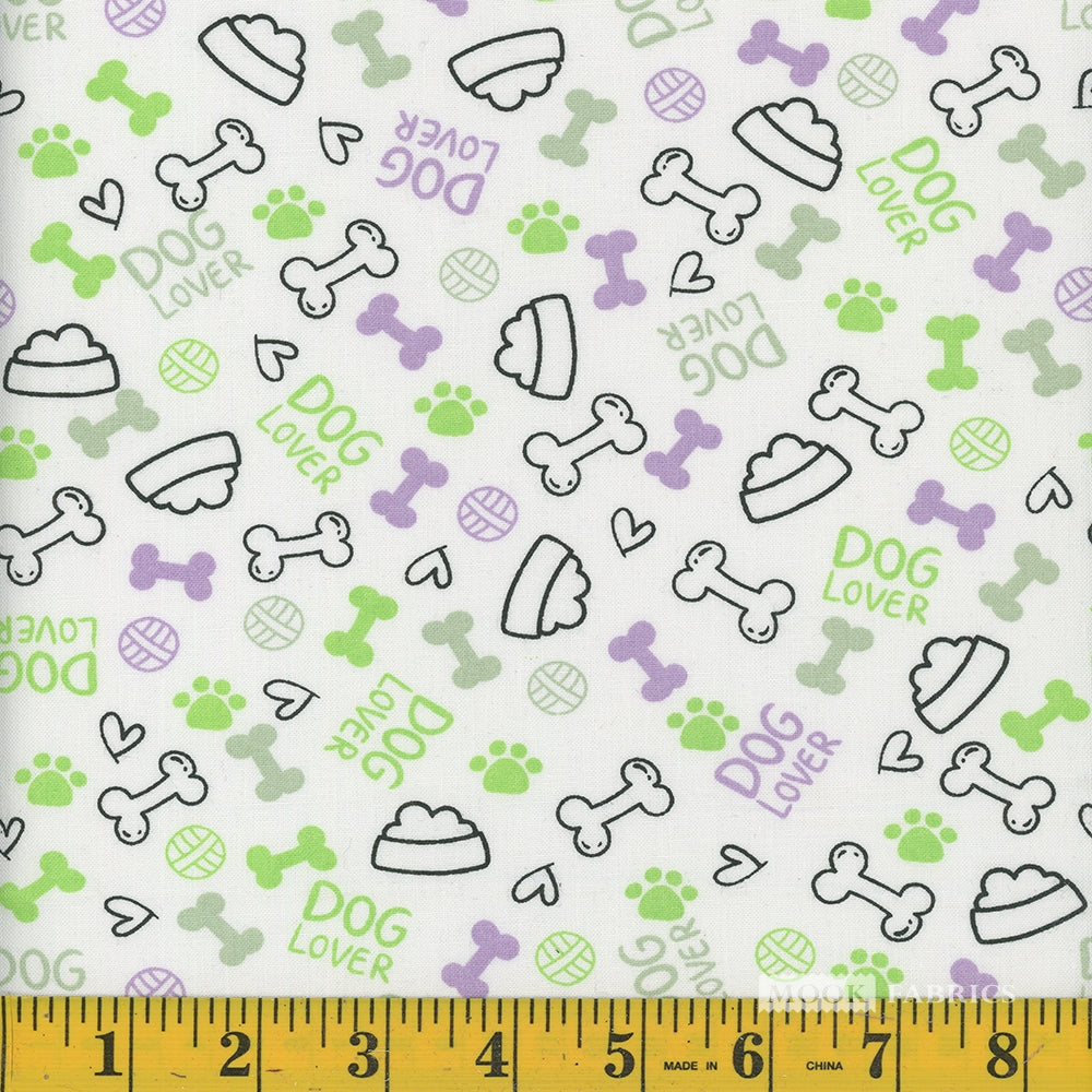 Price per Yard Spotty Collection Dog Dishes and Bones 100% Cotton Fabric