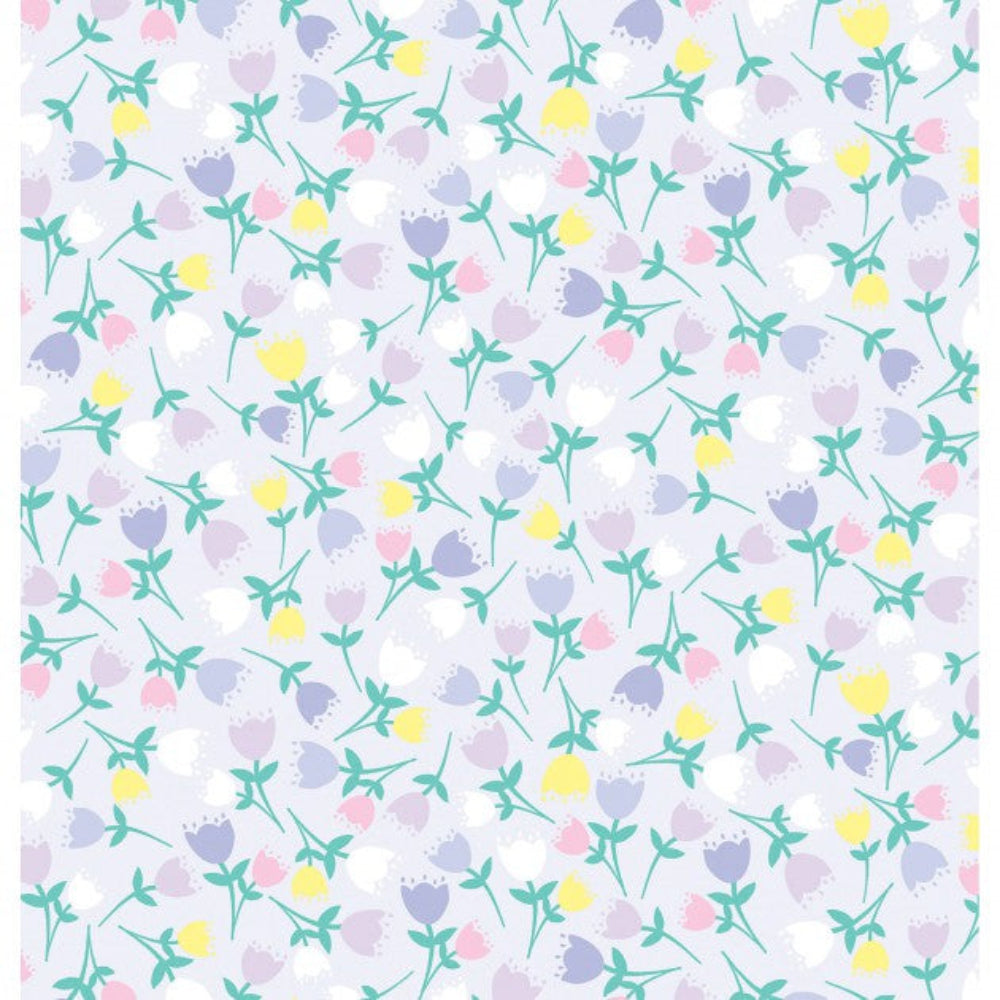 Benartex Easter Love Bunny Tulips on Lilac 100% Cotton Fabric Price per Yard