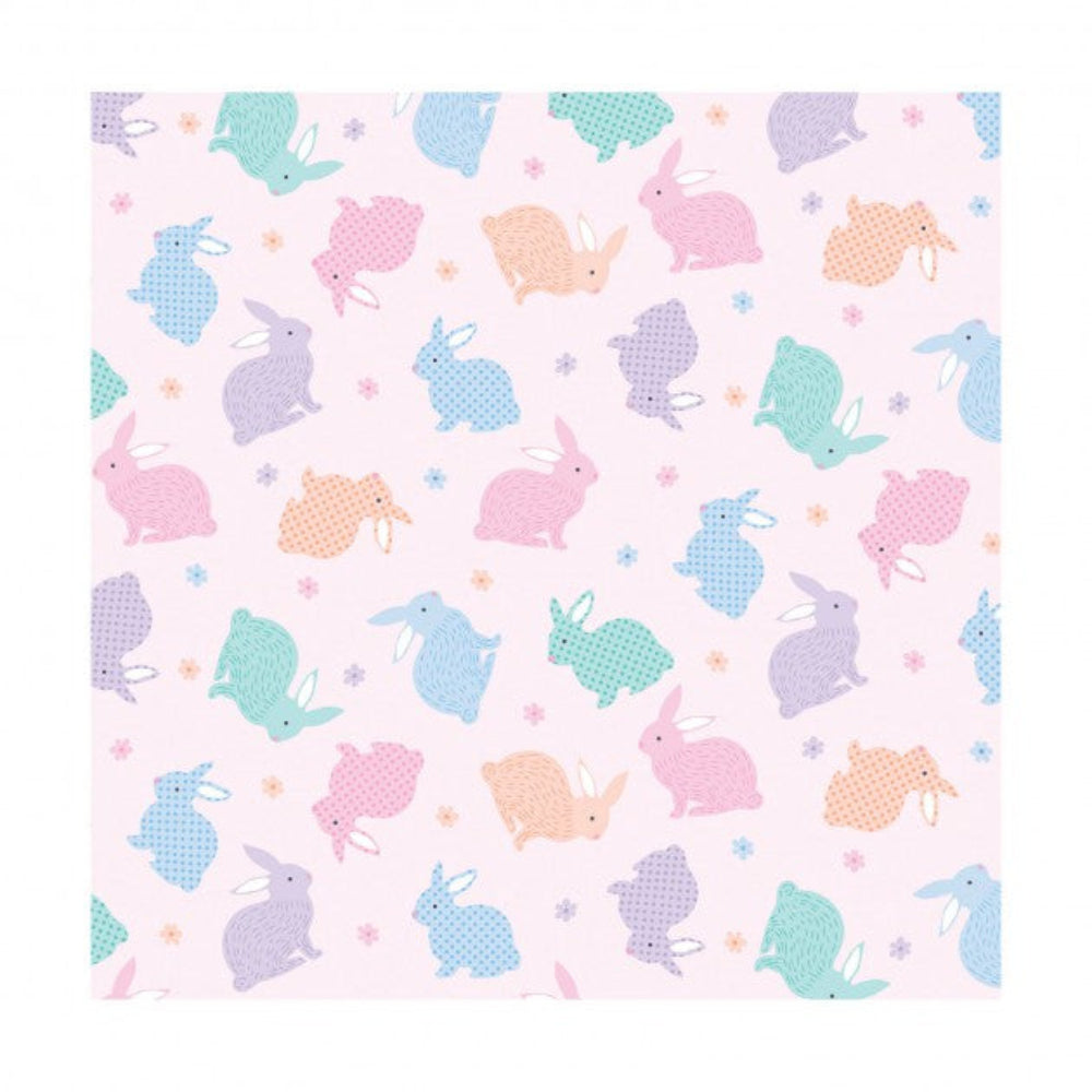 Benartex Easter Love Bunny Tossed Bunnies on Pink 100% Cotton Fabric Price per Yard