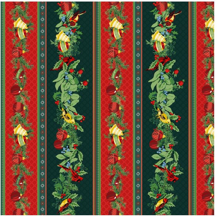 Cotton Quilt Fabric Christmas Stripe Holiday Floral Red Green