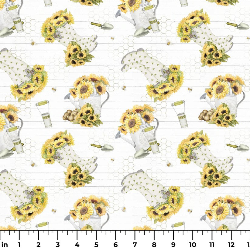 Spring Creative Sunflower Garden Rain Boots 100% Cotton By the Yard Novelty