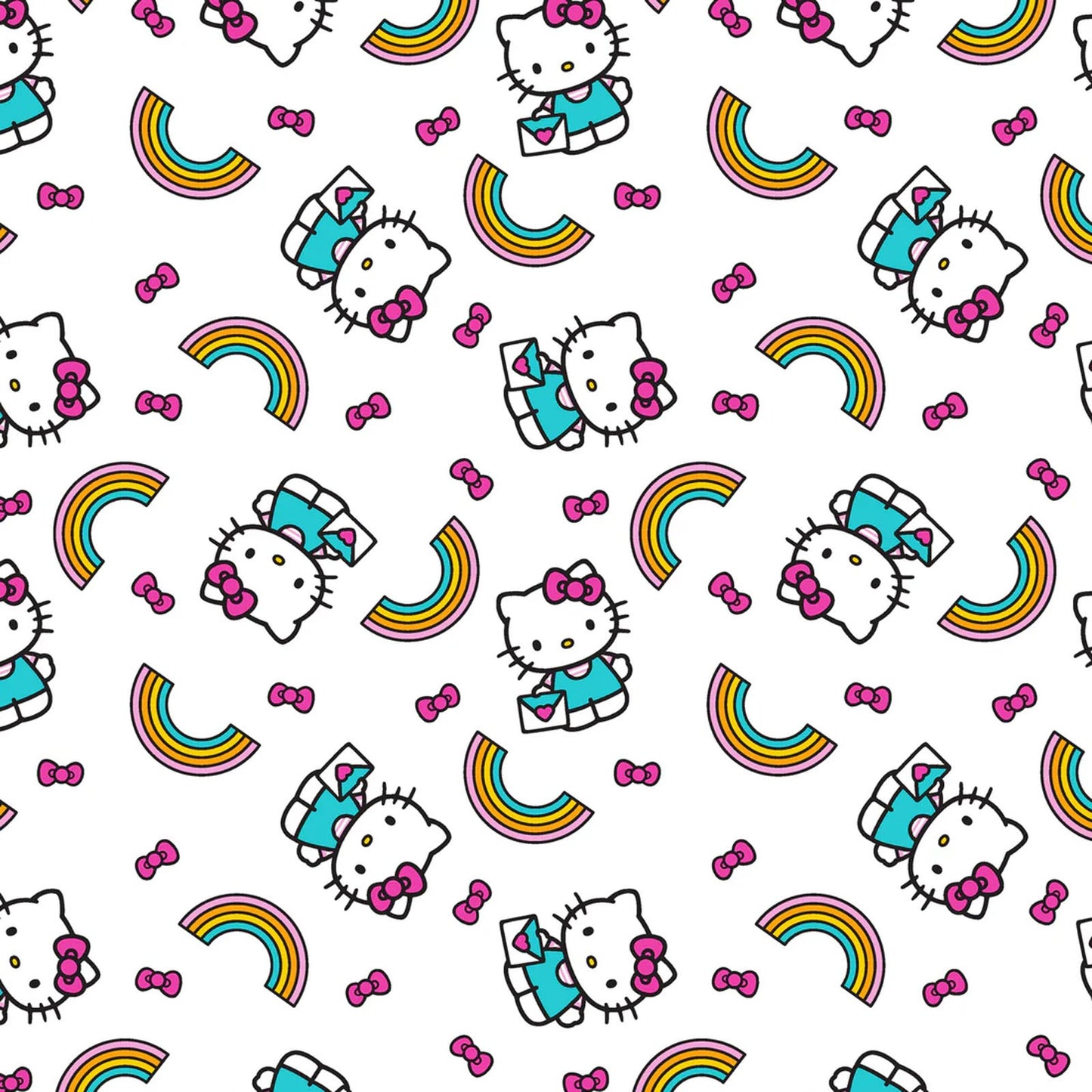 Springs Creative Hello Kitty Rainbow Toss White 100% Cotton By the Yard Baby