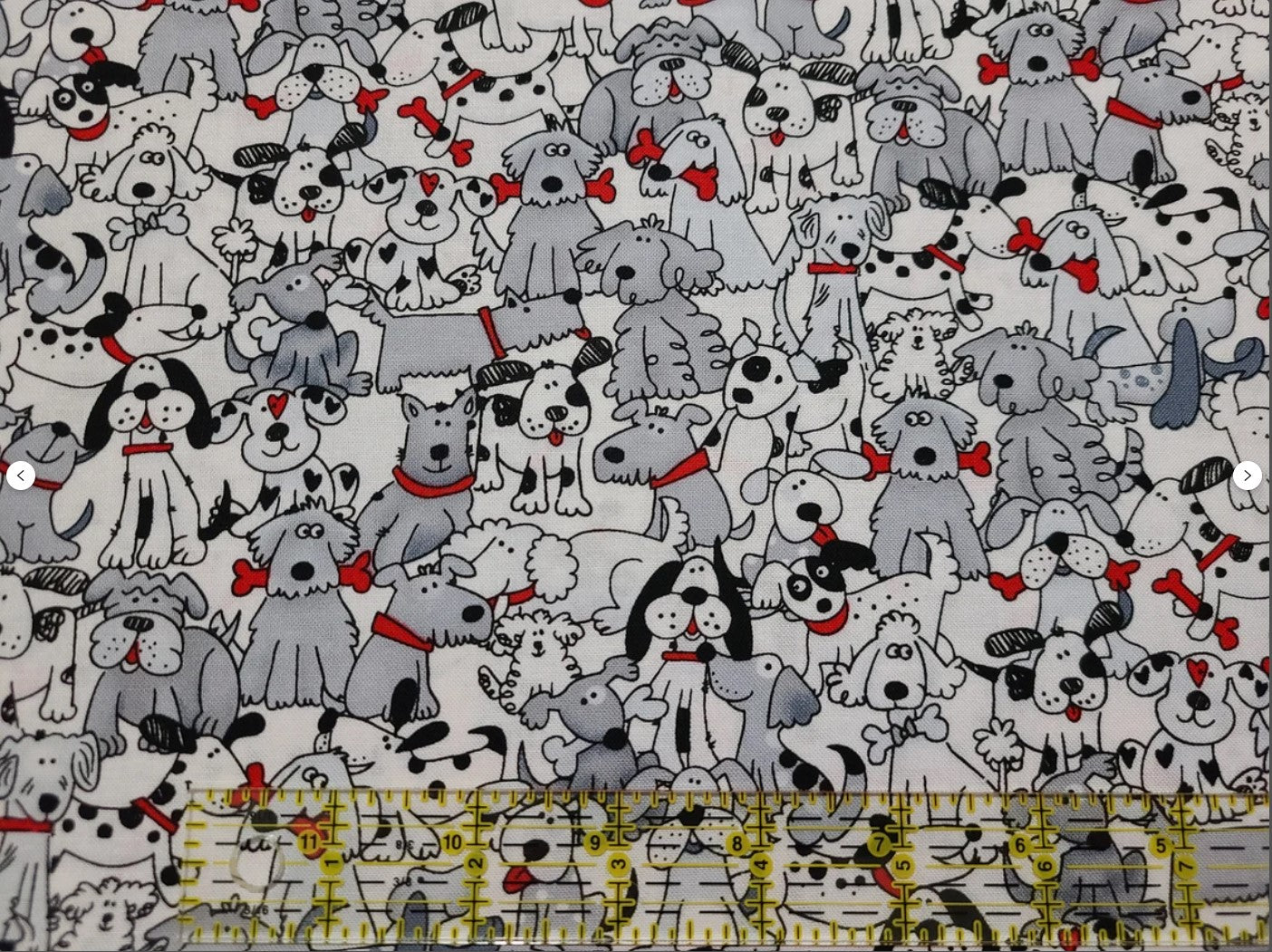 Hi Fashion Playful Pups Dogs Bones on White 100% Cotton Fabric By the Yard