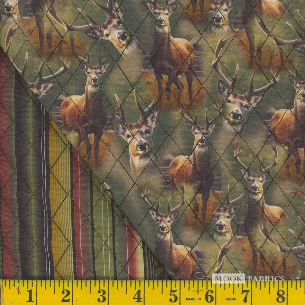 Mook Fabrics Double Faced Prequilted Whitetail Deer Stripes By the Yard