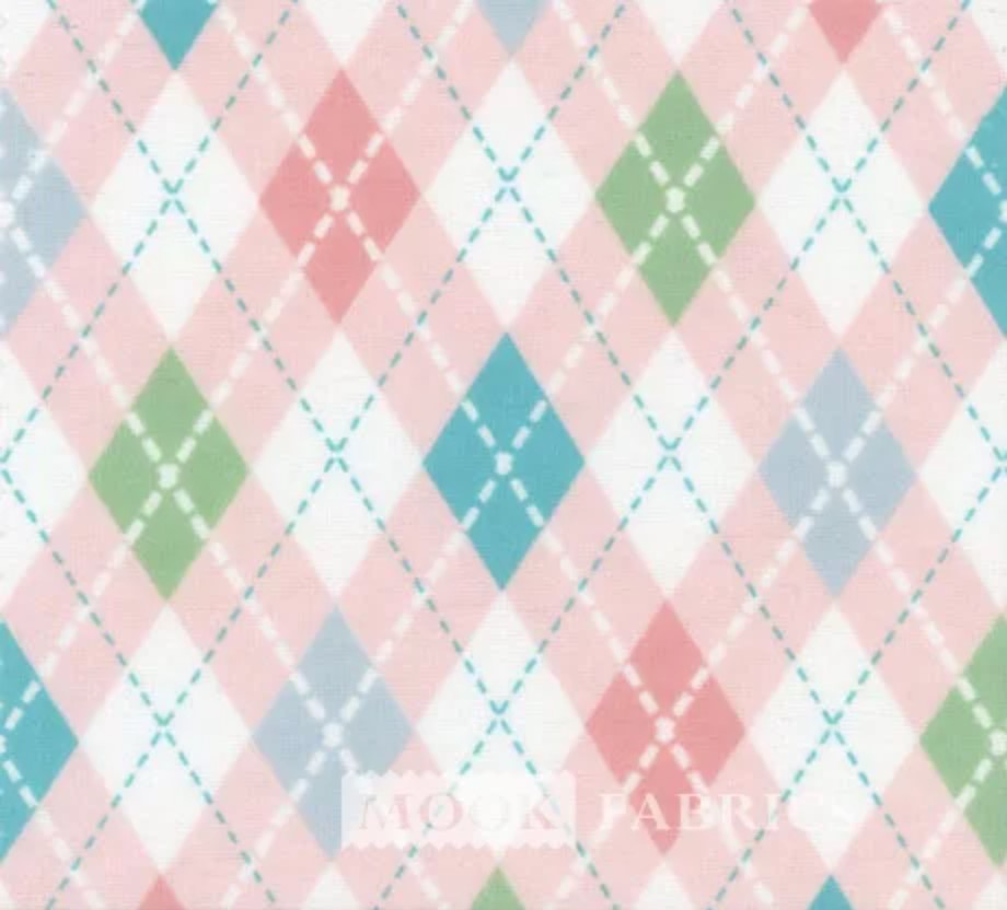 Mook Fabrics Flannel Plaid Coral Diagonal Plaid Baby 100% Cotton Price per Yard