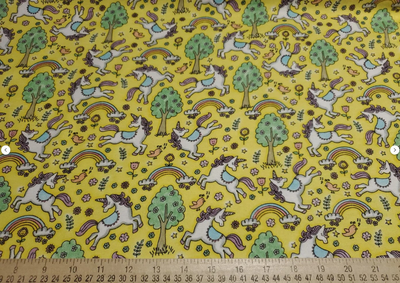 Mook Fabrics Flannel Unicorn Yellow Baby 100% Cotton Price per Yard