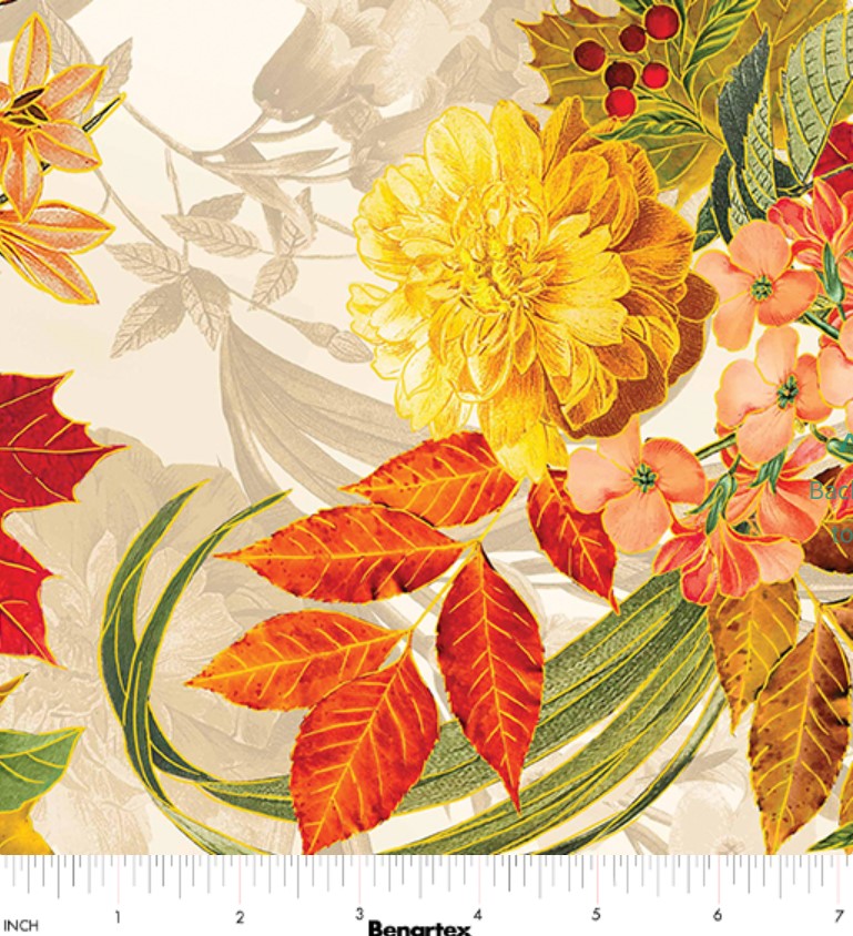 Benartex Thanksgiving Harvest Garden Cream