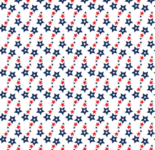 Benartex Patriotic Mini Stars on White